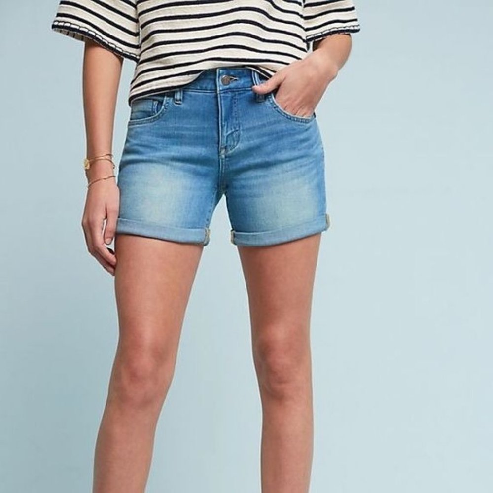 Anthropologie Pilcro Letterpress Size 30 Stet Shorts Denim Long Blue Mid Rise